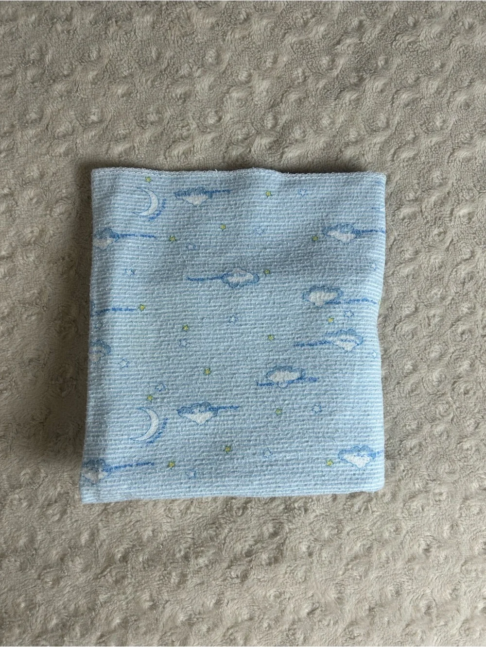 Twinkle Little Star Blue Baby Receiving Blanket Flannel Clouds Stars Stripes